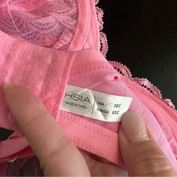 Mermaid Scales bubblegum pink Lace Full Coverage Plus Size Underwire Bra 38C NIB - Picture 6 of 13